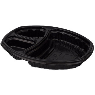 Miska 3-dílná oválná černá 800ml 257x202x37mm 70ks