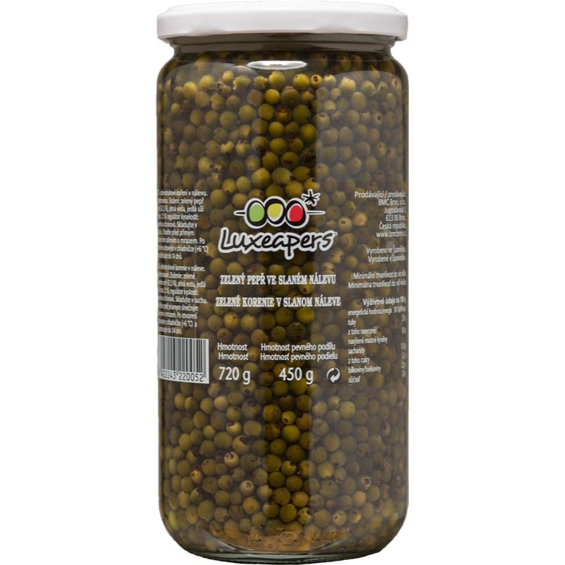 Luxeapers Pepř zelený ve slaném nálevu 720g