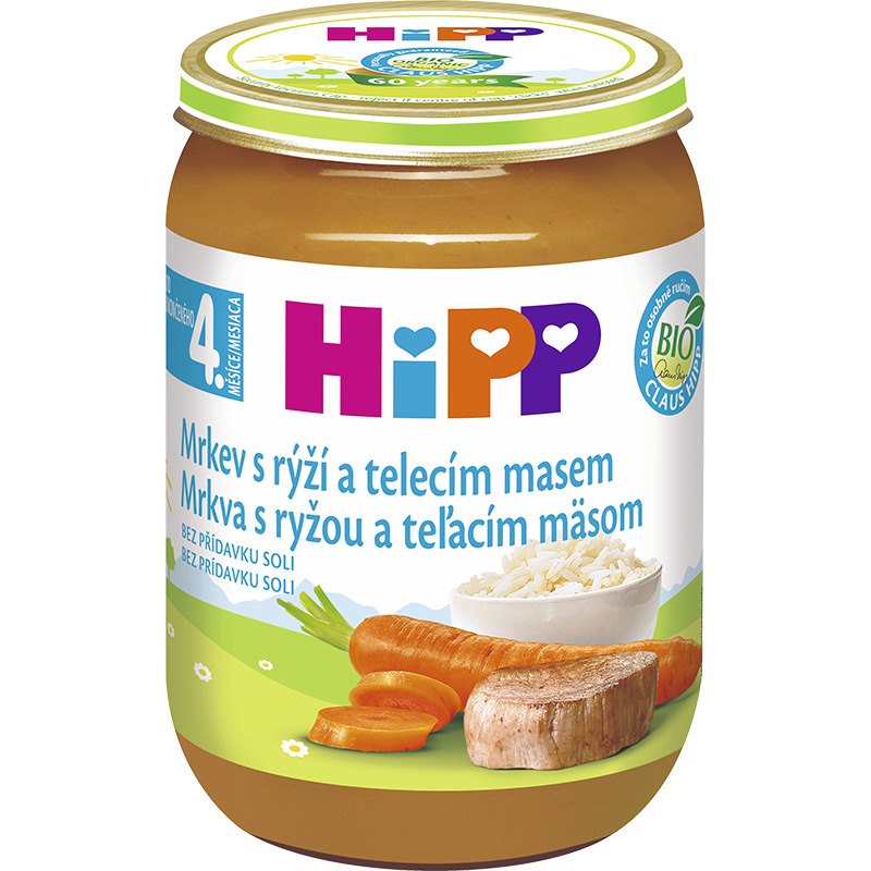 HiPP Kojenecká výživa mrkev+rýže+telecí maso 4.měsíc BIO 190g