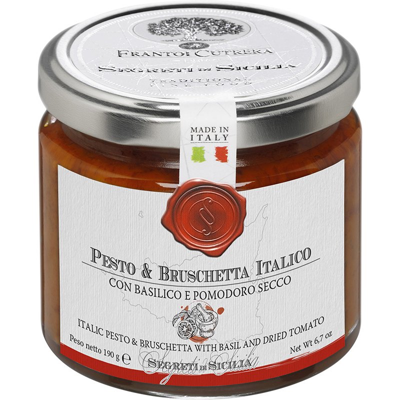 Frantoi Cutrera Pesto italské s bazalkou a sušenými rajčaty 190g