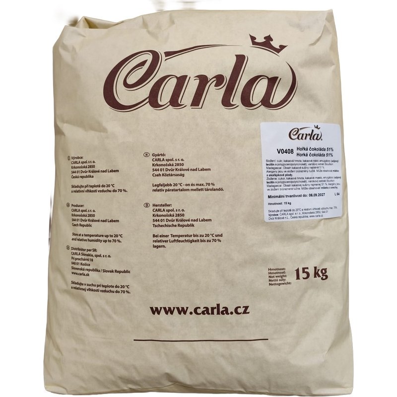 Carla Poleva čokoládová tmavá 51% čočky 15kg