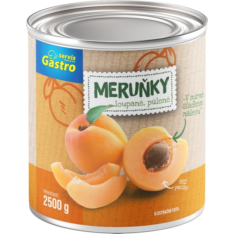 Gastro Servis Meruňky půlené loupané ve sladkém nálevu 2,5kg