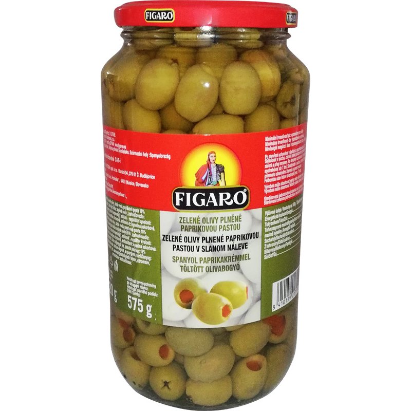 Figaro Olivy zelené s paprikovou pastou 920g