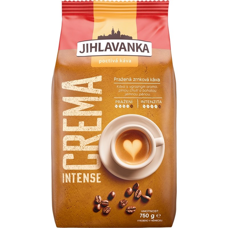 Jihlavanka Crema Intense zrnková káva 750g