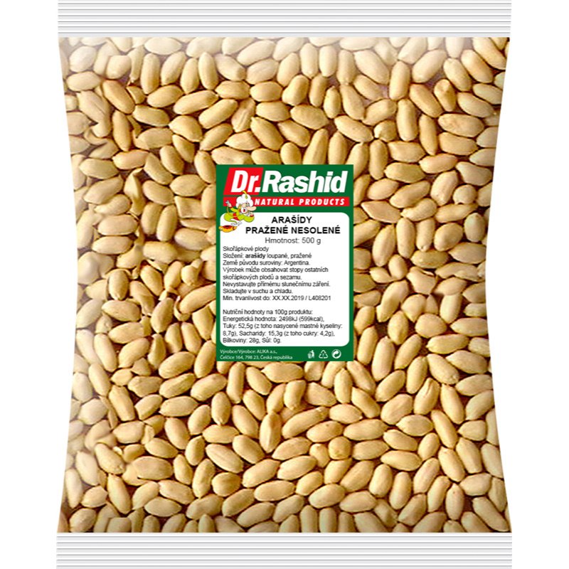 Dr.Rashid Arašídy pražené nesolené loupané 500g