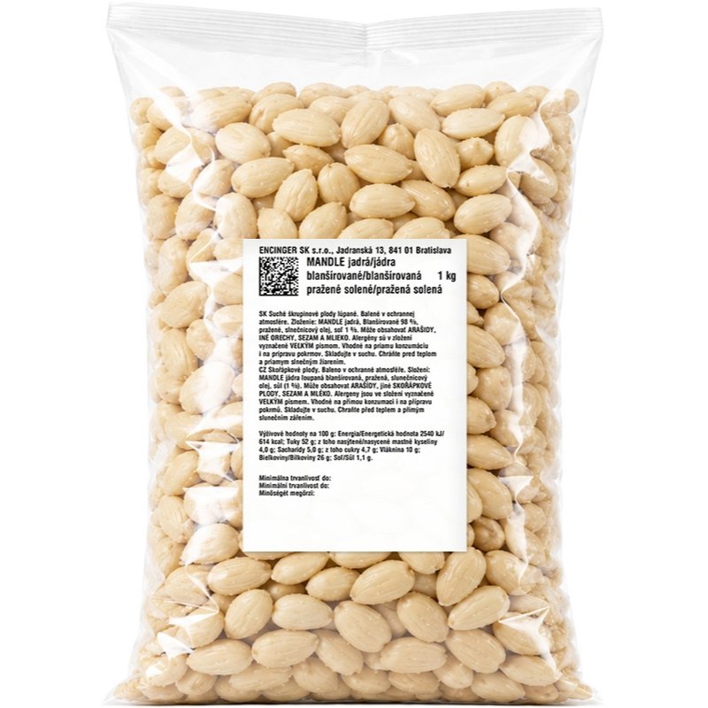 Encinger Mandle jádra blanšírované pražené solené 1kg