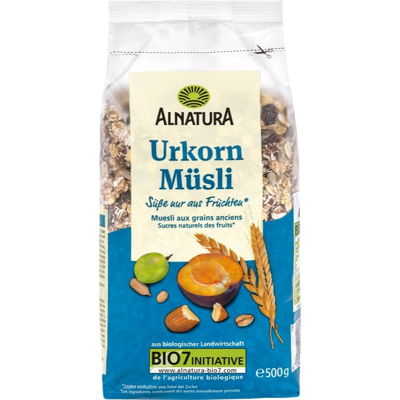 Alnatura Urkorn Müsli s odrůdami zrn a sušeným ovocem BIO 500g