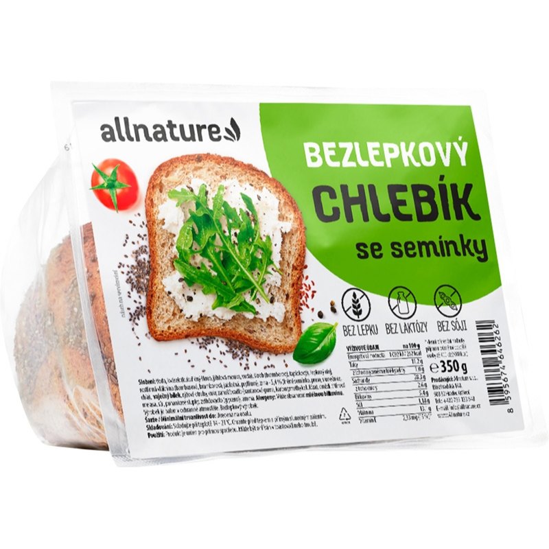 Allnature Chlebík se semínky krájený bezlepkový 350g