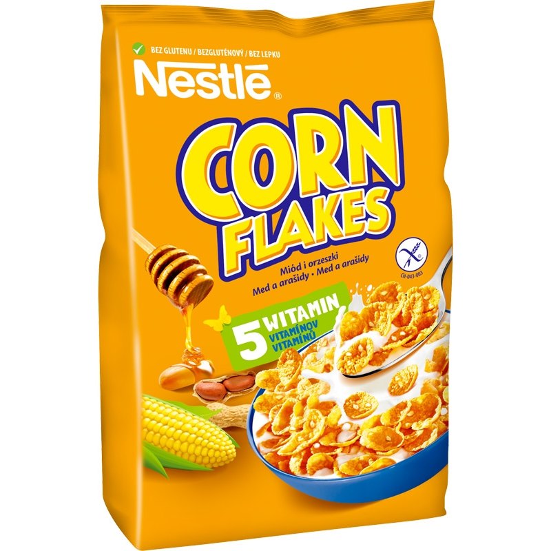 Nestlé Corn Flakes cereální lupínky med+arašídy 400g