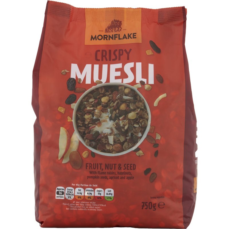 Mornflake Crispy Müsli sušené ovoce+ořechy+semínka 750g
