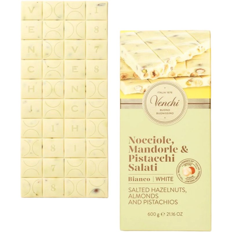 Venchi Čokoláda Nocciole Mandorle&Pistacchi Salati bílá se slanými oříšky 600g