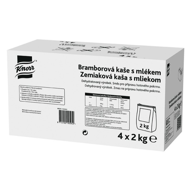 Knorr Bramborová kaše s mlékem 8kg (4x2kg)