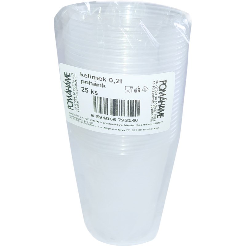 Plastový kelímek průhledný 200ml 25ks