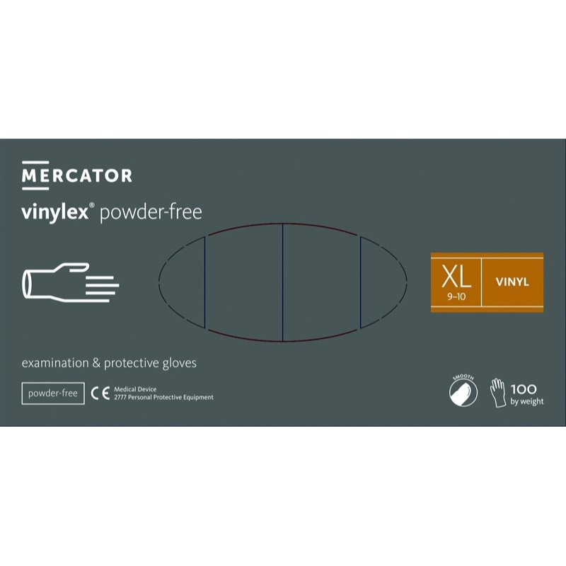 Mercator Medical Rukavice vinylové nepudrované transparentní XL 100ks