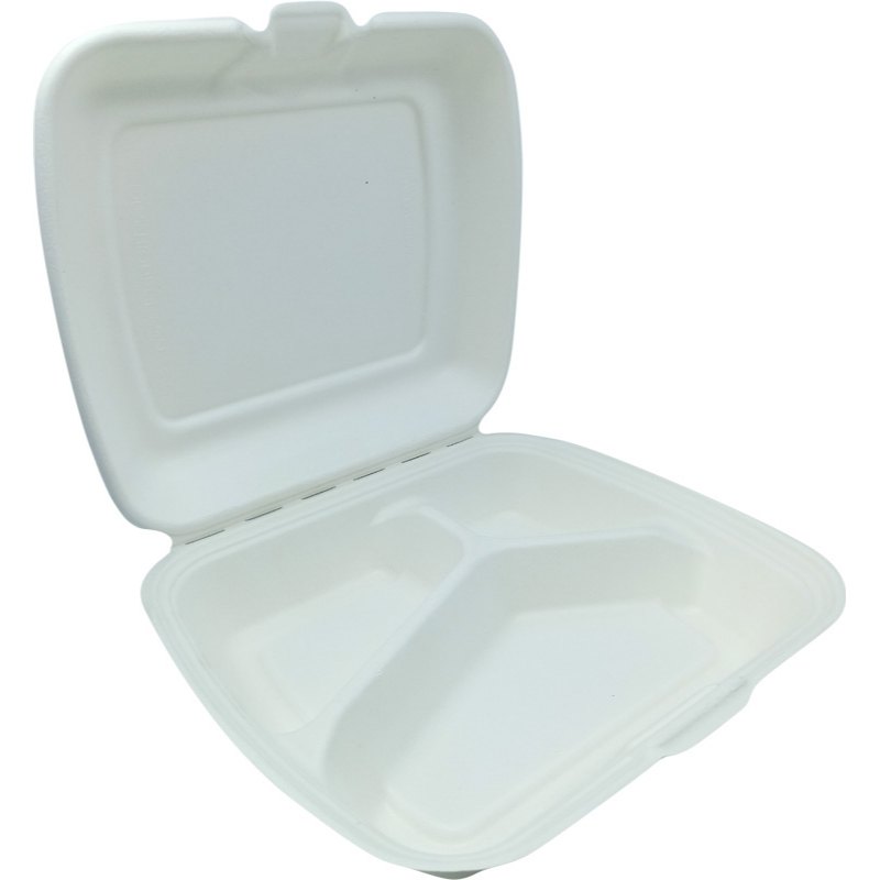 Menu box 3-dílný z cukrové třtiny 230x205x70mm 50ks