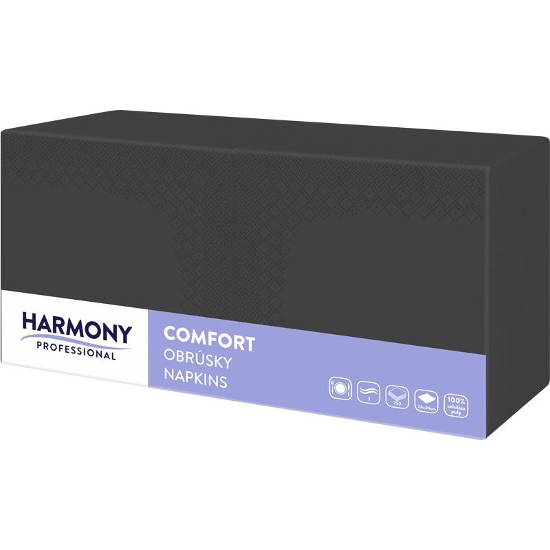 Harmony Professional Ubrousky 24x24cm černé 2-vrstvé 250ks