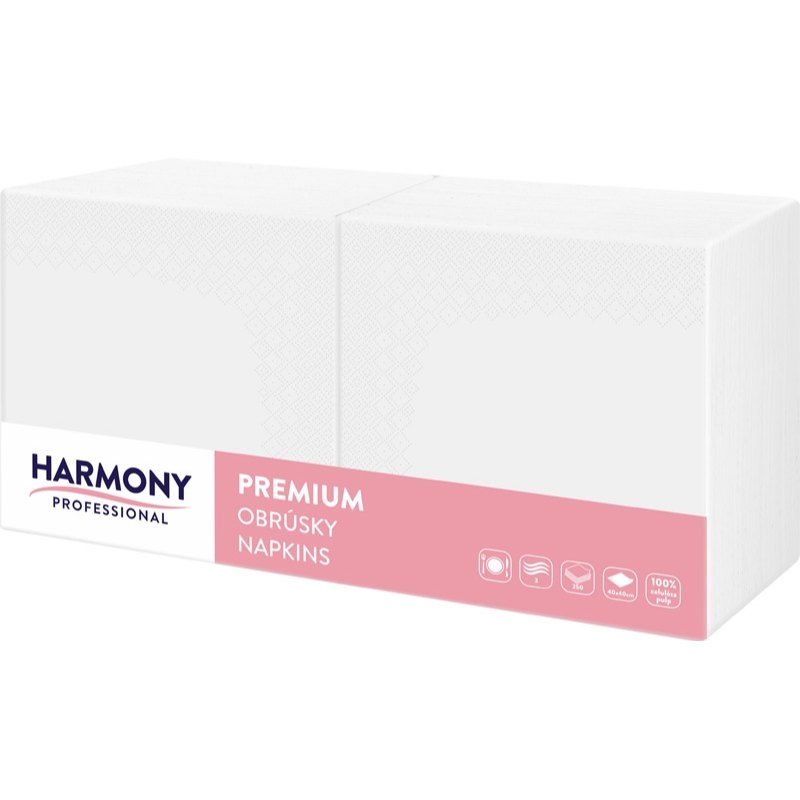Harmony Professional Ubrousky 40x40cm bílé 2-vrstvé 250ks