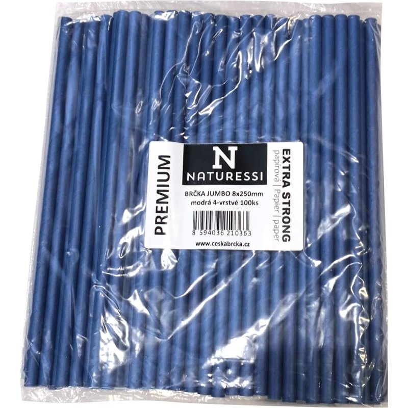 Brčka jumbo papírová modrá 25cmx8mm 100ks