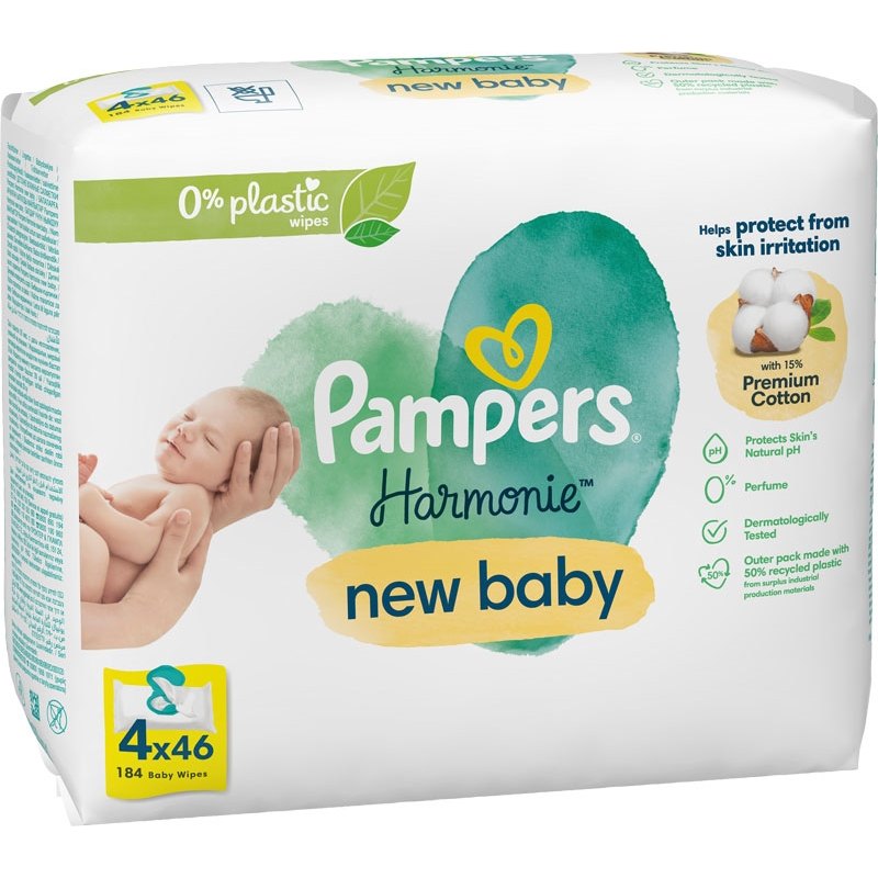 Pampers New Baby Vlhčené dětské ubrousky 4x46ks