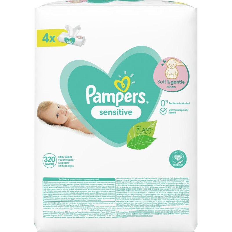 Pampers Sensitive Vlhčené dětské ubrousky XXL 4x80ks