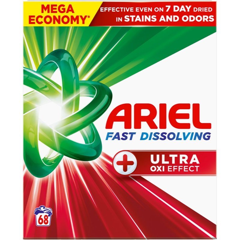 Ariel Plus Prášek na praní ultra oxi effect box (68 praní) 3,74kg