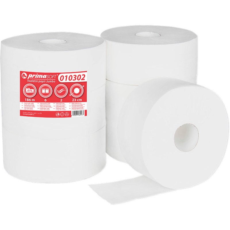 Prima Soft Toaletní papír jumbo 230x6 2-vrstvý bílý, celulóza
