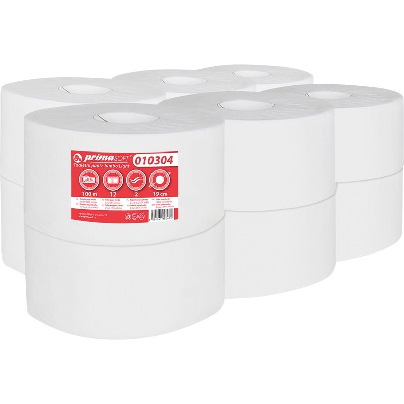 Prima Soft Toaletní papír jumbo 190x12 2-vrstvý bílý, celulóza
