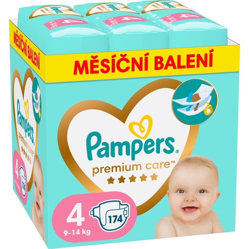 Pampers Premium Care Monthly Box dětské plenky 4 (9kg-14kg) 174ks
