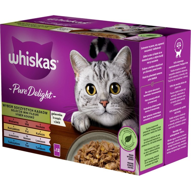 Whiskas Kapsičky Pure Delight mixovaný výběr v želé pro kočky 12x85g