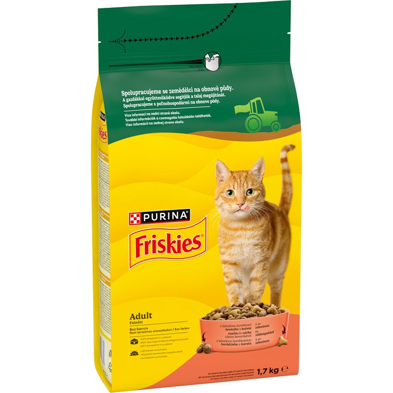 Purina Friskies Granule pro kočky hovězí+kuřecí se zeleninou 1,7kg