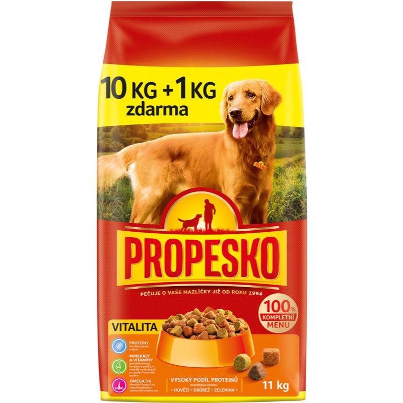 Propesko Granule pro psy Vitalita hovězím+drůbeží+zelenina 10kg+1kg