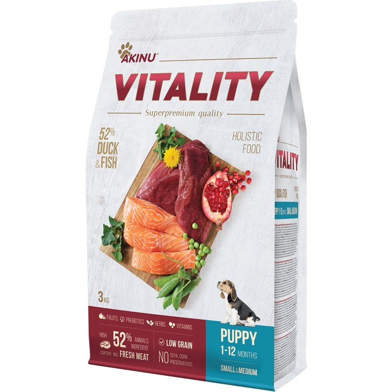 Akinu Vitality puppy granule pro psy small/medium kachní+rybí 3kg