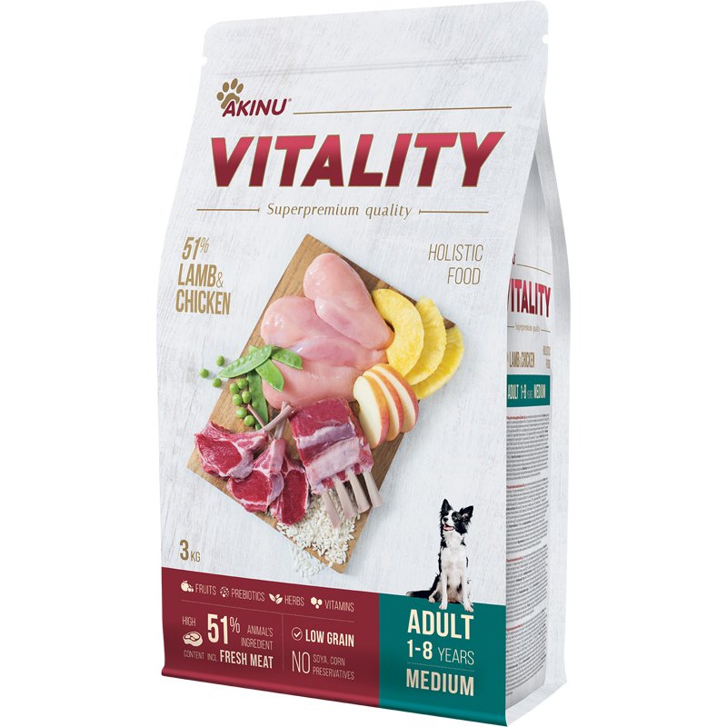 Akinu Vitality Granule pro psy medium jehněčí+kuřecí 3kg