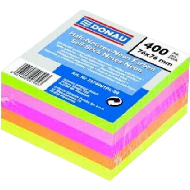Donau Bloček samolepící 76x76mm 400 listů neon mix 1ks