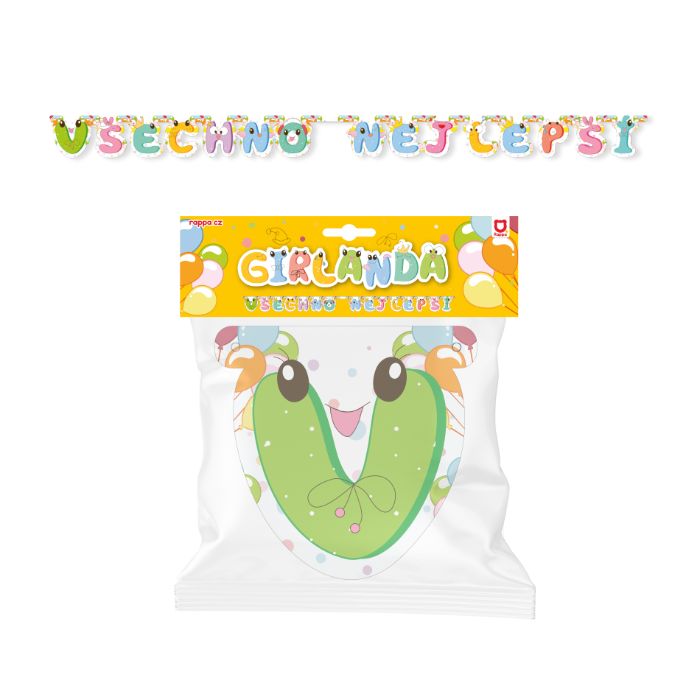 Papírová girlanda Všechno nejlepší - zelená