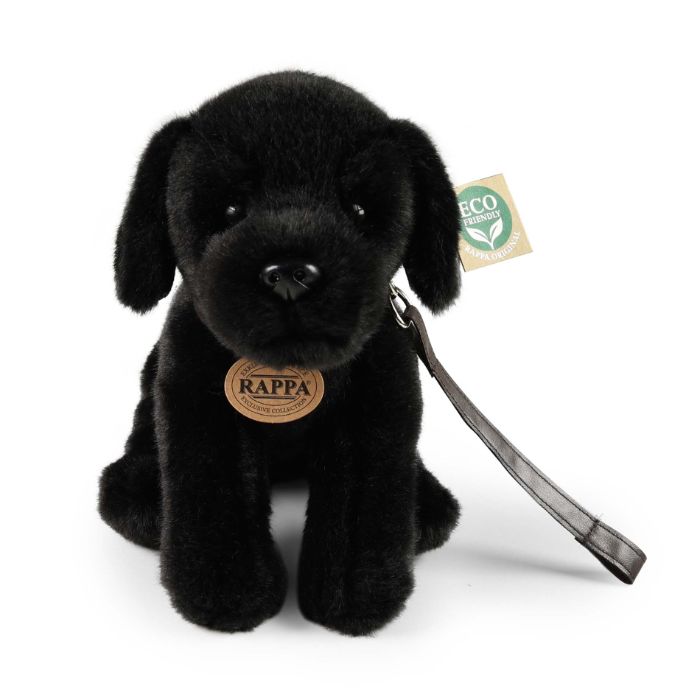 Plyšový pes labrador černý s vodítkem 25 cm ECO-FRIENDLY