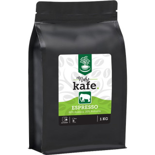 Naše kafe. Slon Espresso 80% Arabic/20% Robus zrnková káva 1kg