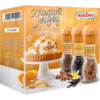 Kotányi Koření mlýnky kouzelné 3ks (kakao,vanilka,skořice) krabička 152g