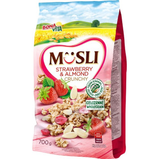 Bona Vita Müsli Crunchy zapékané s jahodami a mandlemi 700g