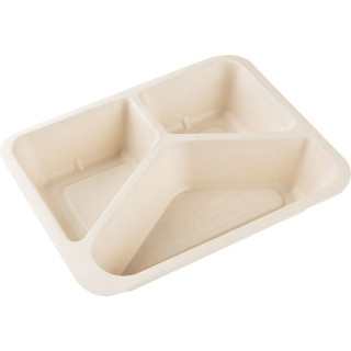Menu miska z cukrové třtiny pro zatavování systémy 3-dílná 227x178x45mm 50ks