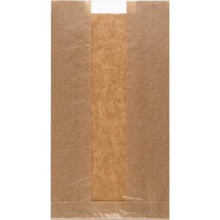 Papírové sáčky na chléb 150+85x275mm hnědý rýhovaný s oknem 1000ks